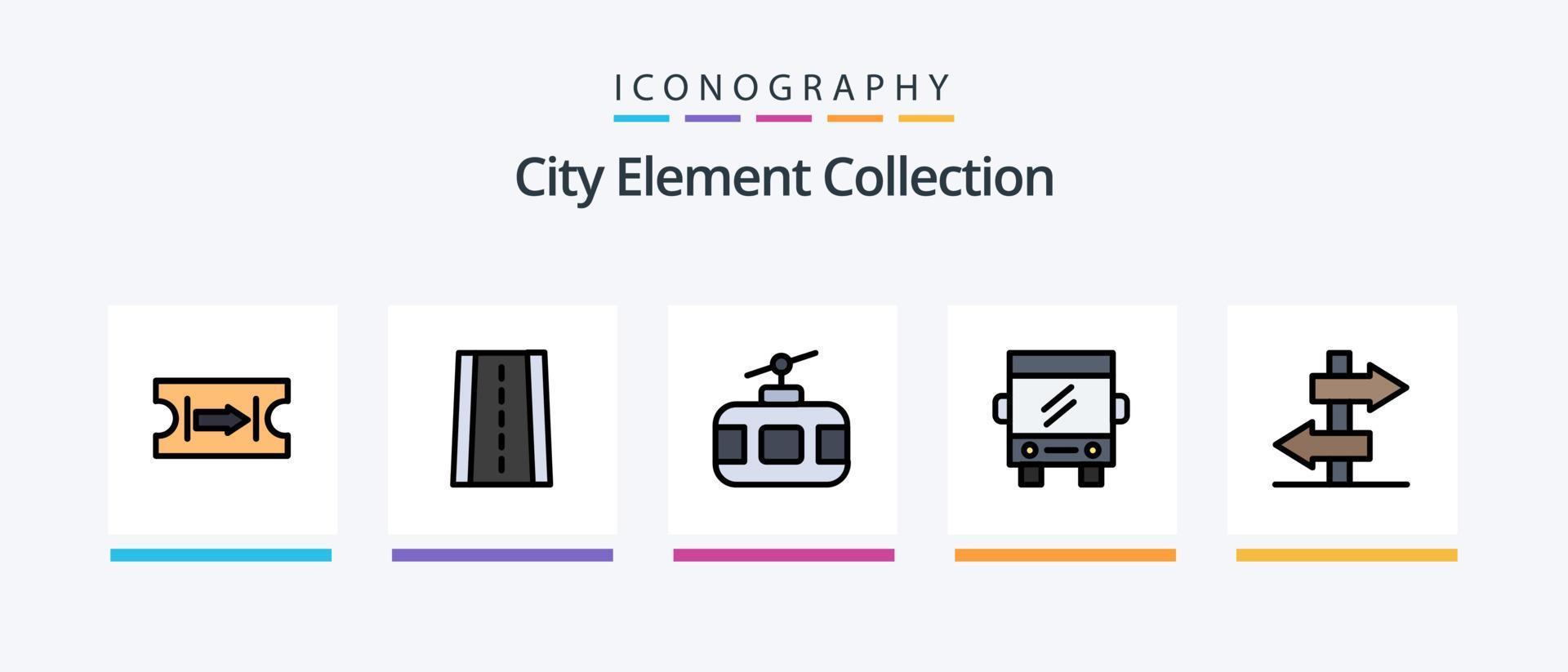 Sammlungslinie für Stadtelemente mit 5 Symbolpaketen einschließlich Geld. reisen. Fluss . Zeichen . Parken. kreatives Symboldesign vektor