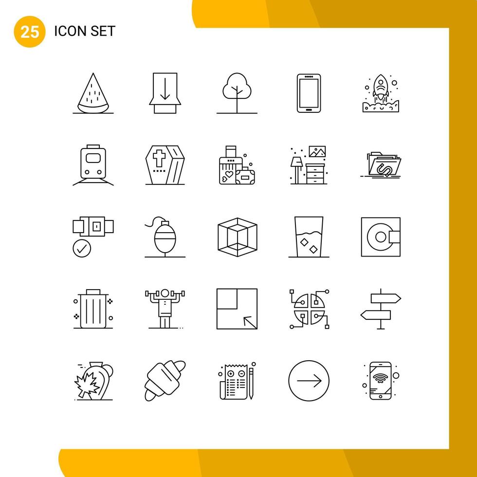 25 kreative Symbole moderne Zeichen und Symbole der Rakete Samsung Baum Huawei Smartphone editierbare Vektordesign-Elemente vektor