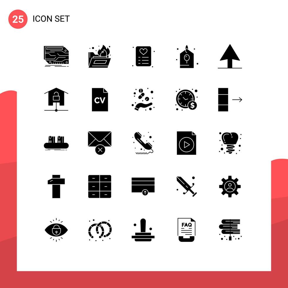 25 universelle solide Glyphenzeichen Symbole für bearbeitbare Vektordesign-Elemente für die Feier von Home-Cursor-Shopping-Partys vektor