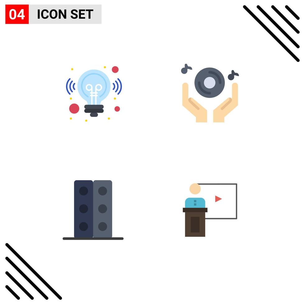 Stock Vector Icon Pack mit 4 Zeilen Zeichen und Symbolen für Idee Biologie Lösung Hand Wissenschaft editierbare Vektordesign-Elemente