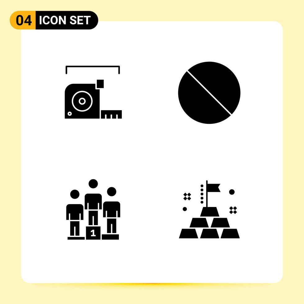 uppsättning av 4 modern ui ikoner symboler tecken för mäta piedestal roulett förbjuden vinnare redigerbar vektor design element