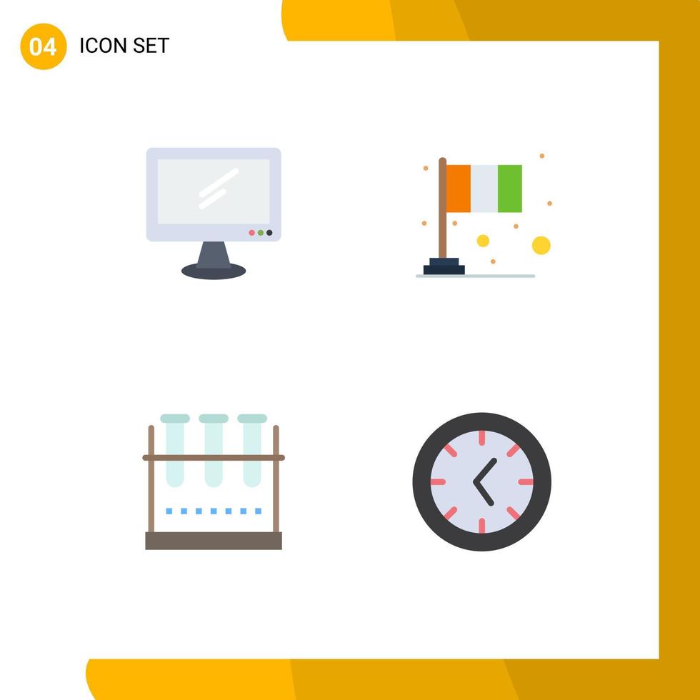 grupp av 4 platt ikoner tecken och symboler för dator patrick imac festival erlenmeyer flaska redigerbar vektor design element