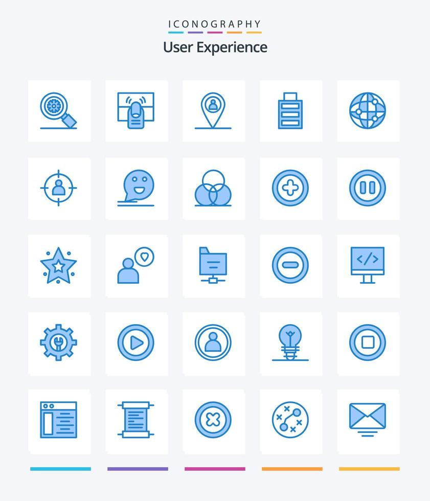 kreative Benutzererfahrung 25 blaues Symbolpaket wie Internet. Welt. berühren. einfach. Batterie vektor