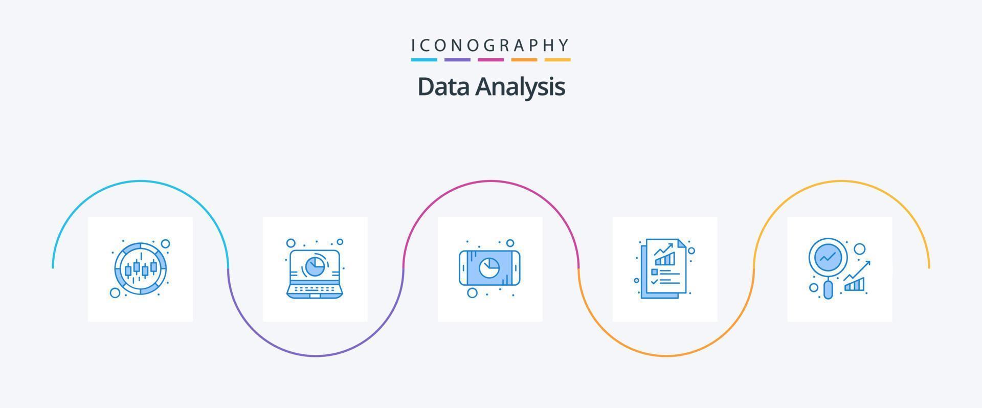 Datenanalyse Blue 5 Icon Pack inklusive Analyse. Graph. Analytik. Digital. Kuchen vektor