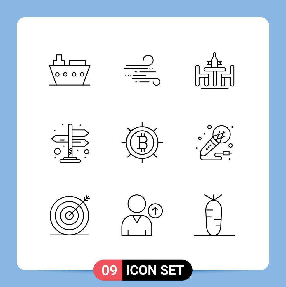 stock vektor ikon packa av 9 linje tecken och symboler för pengar pilar avtal navigering möte redigerbar vektor design element