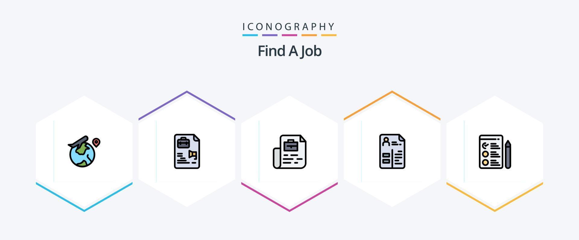 hitta en jobb 25 fylld linje ikon packa Inklusive jobb. portfölj. dokumentera. jobb. läroplan vektor
