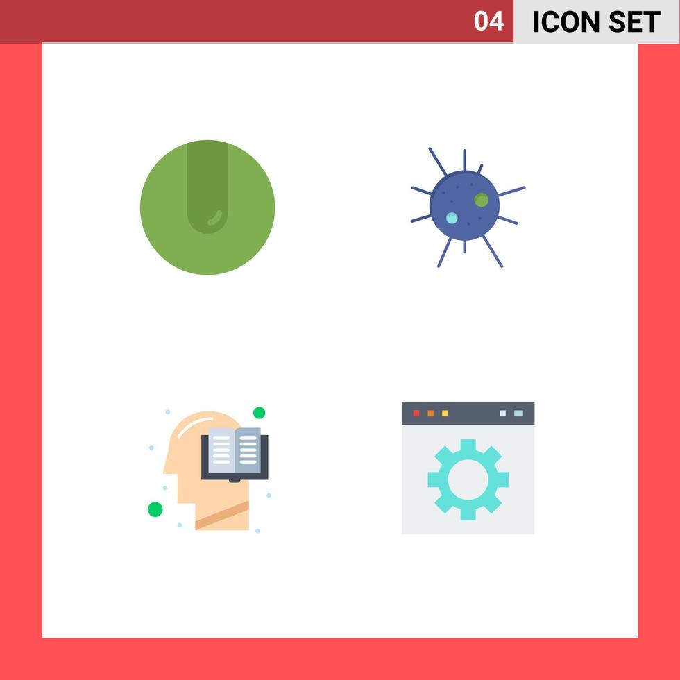 4 universell platt ikon tecken symboler av boll mänsklig bakterie bok browser redigerbar vektor design element