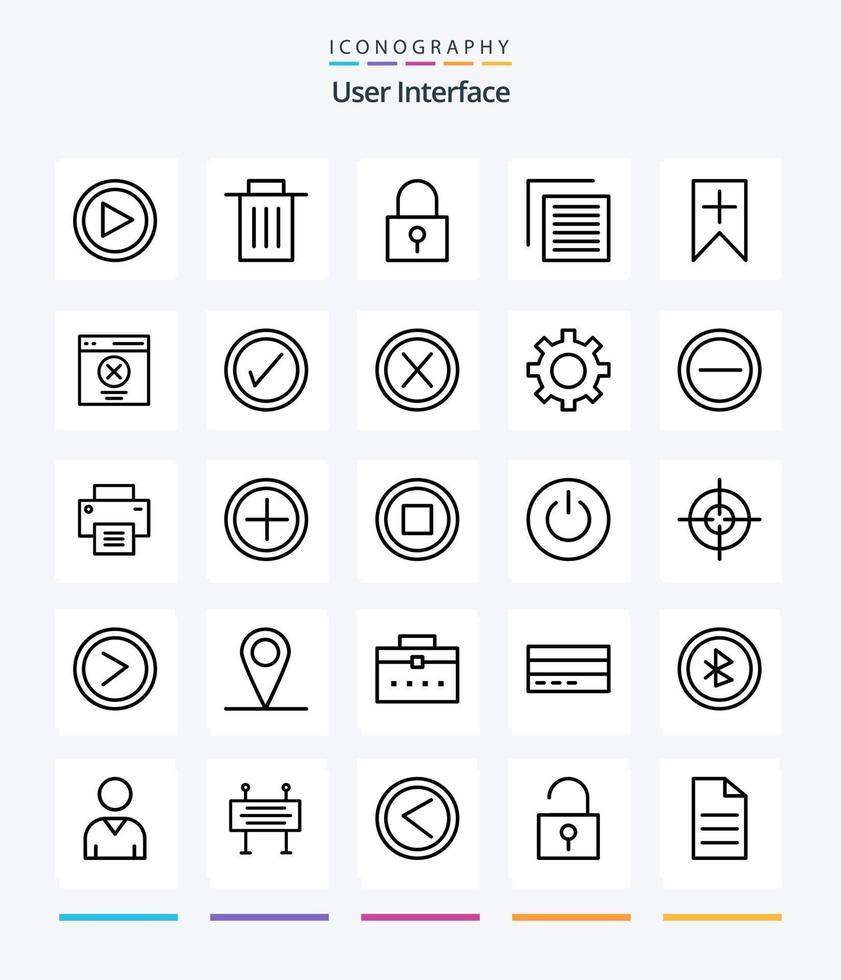 kreativ användare gränssnitt 25 översikt ikon packa sådan som plus. gränssnitt. låsa. användare. dokumentera vektor