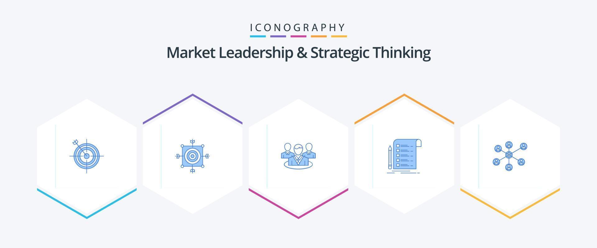 marknadsföra ledarskap och strategisk tänkande 25 blå ikon packa Inklusive grupp. internet. konversation. wlan. kort vektor