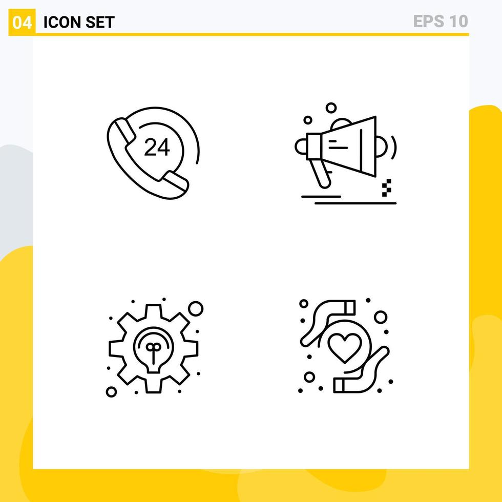 uppsättning av 4 modern ui ikoner symboler tecken för ring upp företag Stöd megafon lösning redigerbar vektor design element