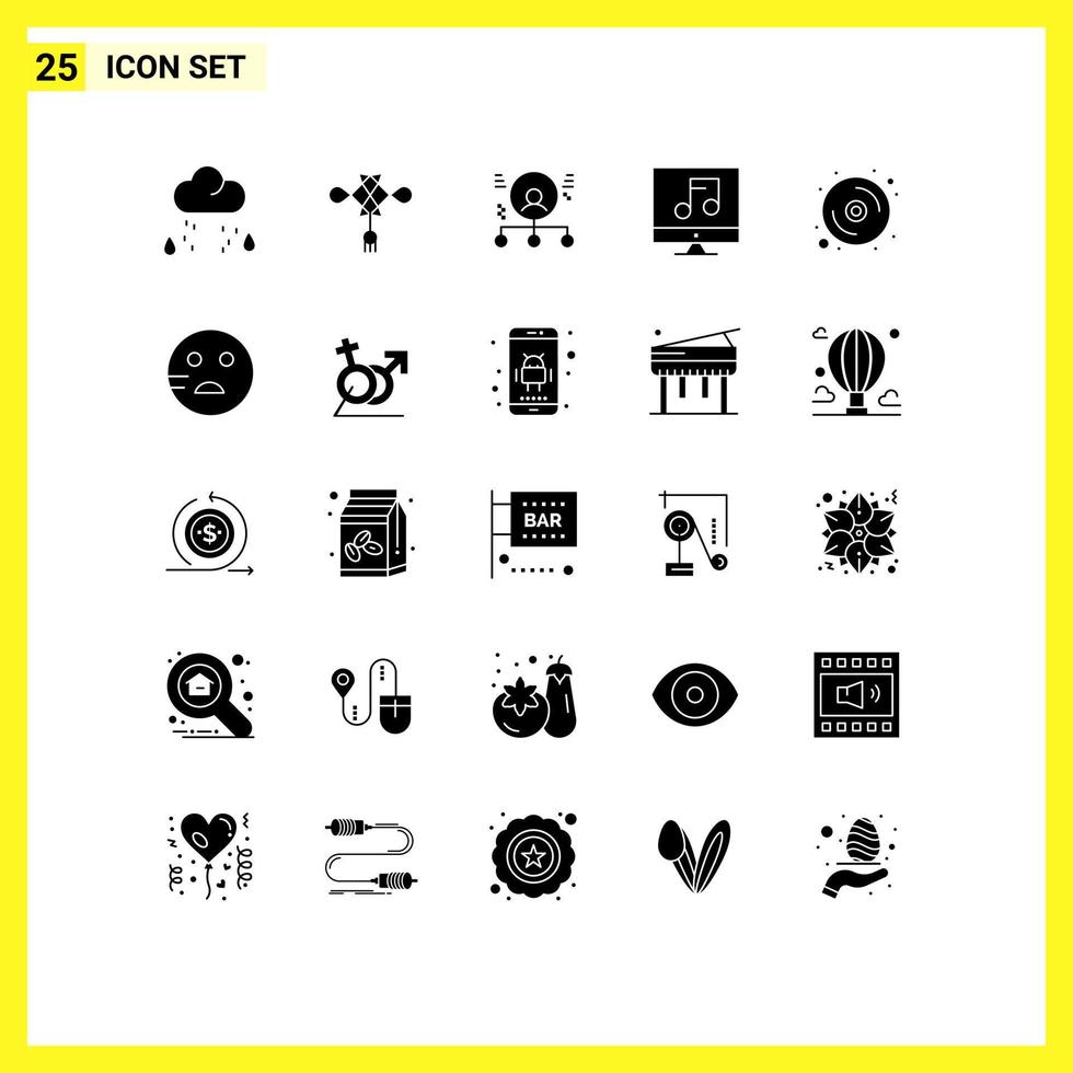 uppsättning av 25 modern ui ikoner symboler tecken för dator multimedia förmågor media människor redigerbar vektor design element