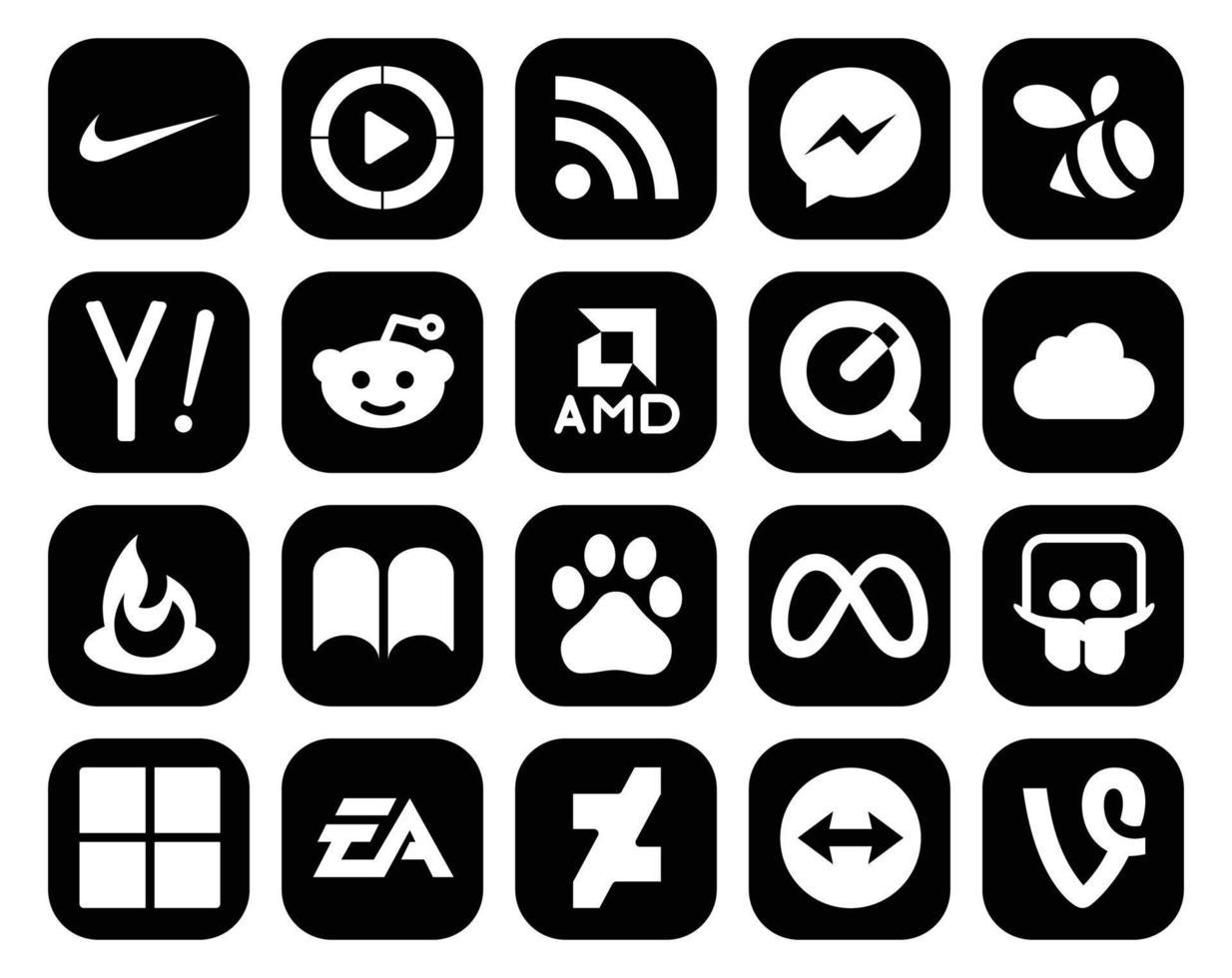 20 Social Media Icon Pack inklusive Slideshare Meta Reddit Baidu Feedburner vektor