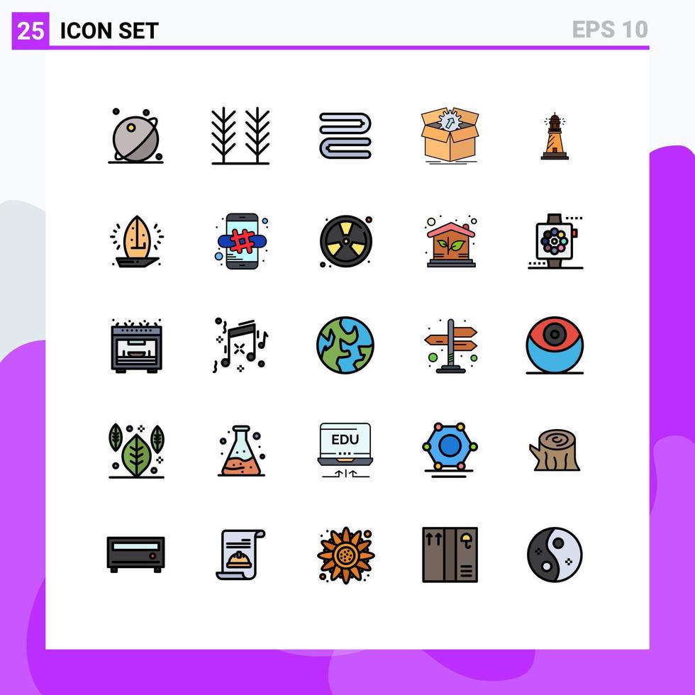 uppsättning av 25 modern ui ikoner symboler tecken för hus arbete rena framsteg prestanda redigerbar vektor design element