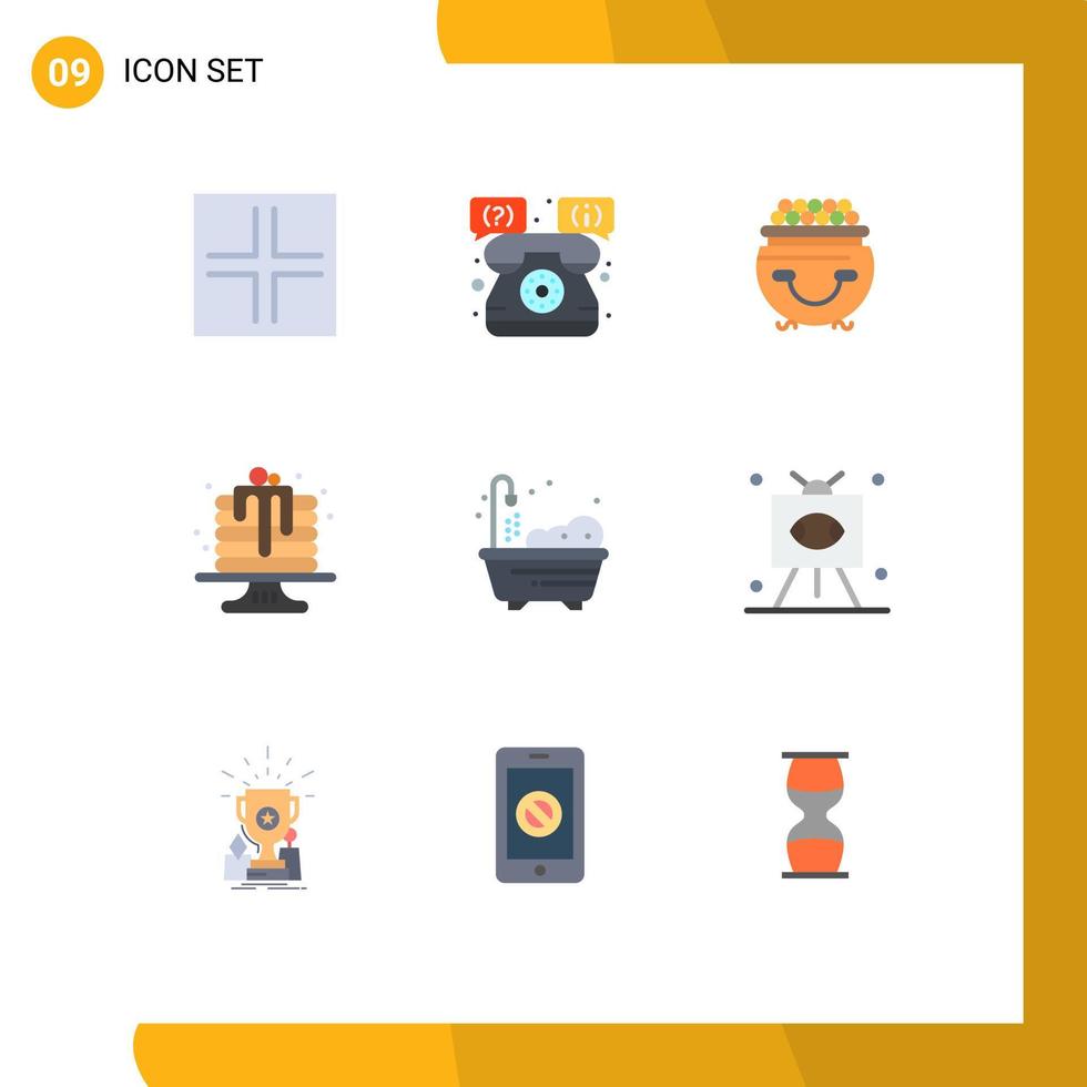 uppsättning av 9 modern ui ikoner symboler tecken för levande efterrätt guld kaka bakning redigerbar vektor design element
