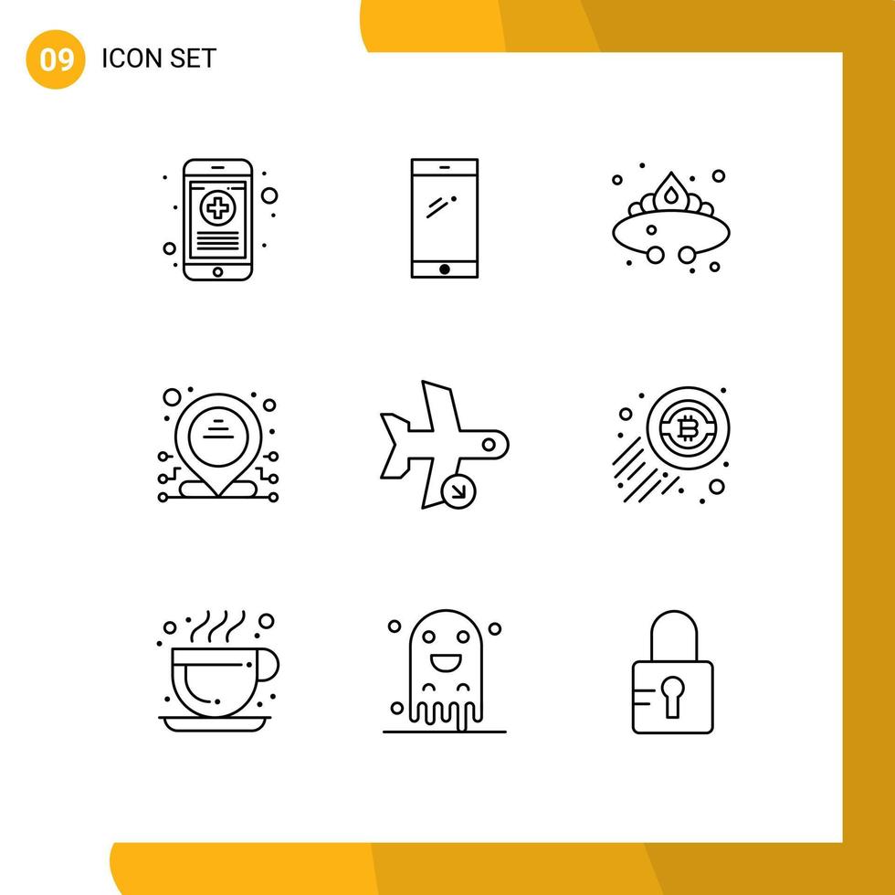 redigerbar vektor linje packa av 9 enkel konturer av flyg tillägnad samsung adress Smycken redigerbar vektor design element