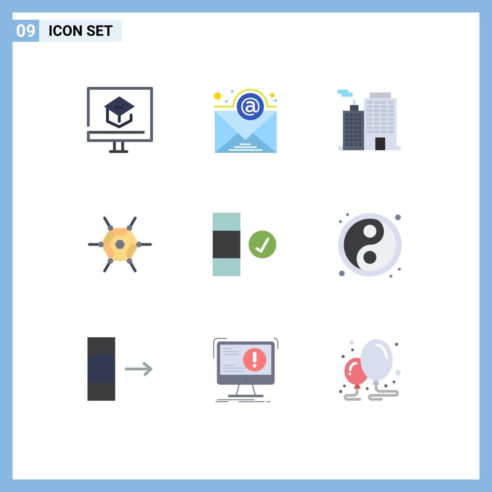 modern uppsättning av 9 platt färger och symboler sådan som data kolla upp byggnad teknologi decentraliserad redigerbar vektor design element