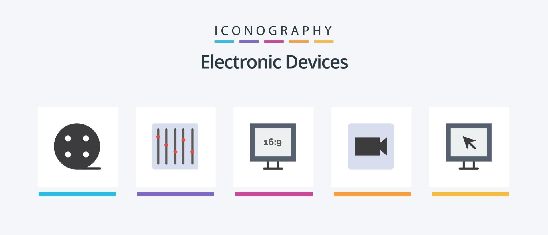 enheter platt 5 ikon packa Inklusive . smart. visa. internet. video. kreativ ikoner design vektor