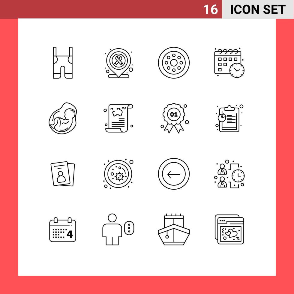 16 universell konturer uppsättning för webb och mobil tillämpningar gravid bebis Tillbehör tid kalander redigerbar vektor design element
