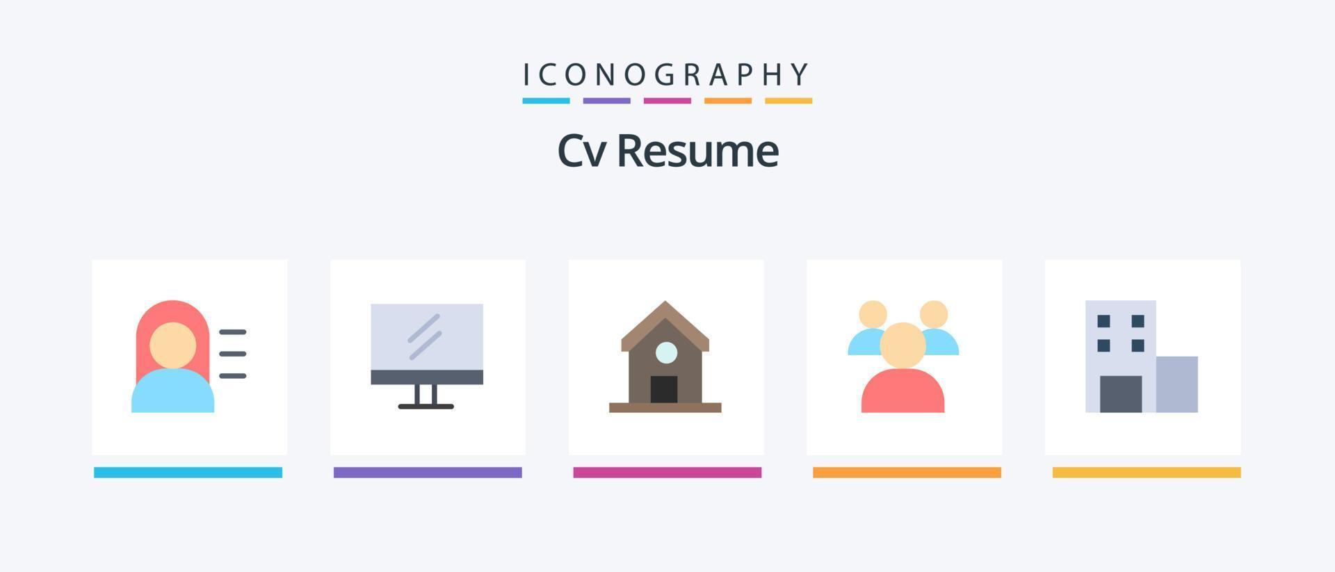 CV återuppta platt 5 ikon packa Inklusive . universitet. skola. skola. lärare. kreativ ikoner design vektor