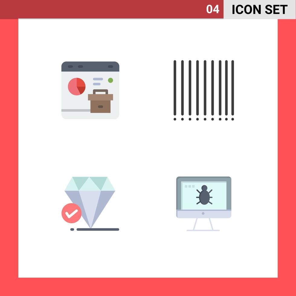 4 universell platt ikon tecken symboler av browser stor tror Rapportera produkt övervaka redigerbar vektor design element