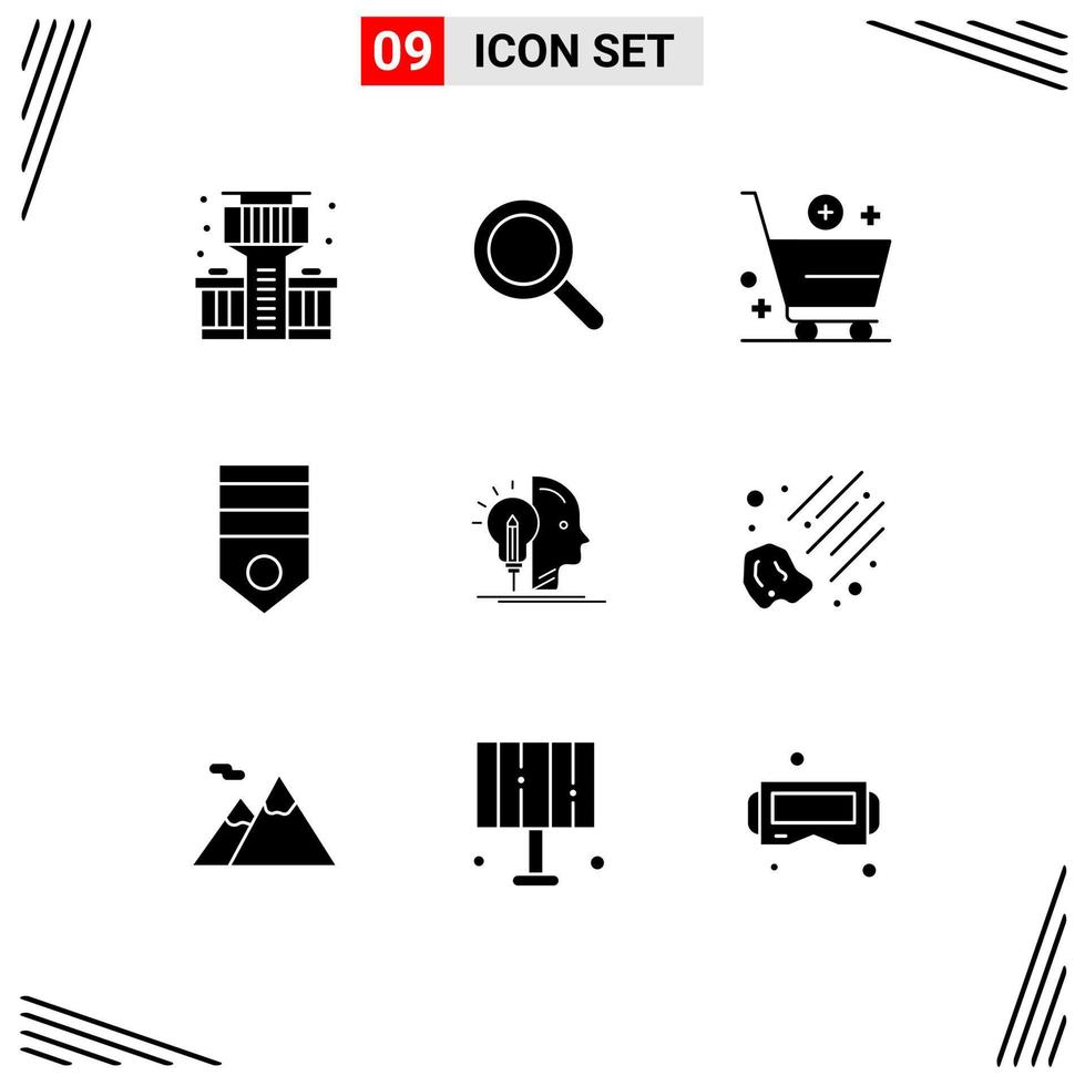 uppsättning av 9 modern ui ikoner symboler tecken för användare rang köpa militär armén redigerbar vektor design element