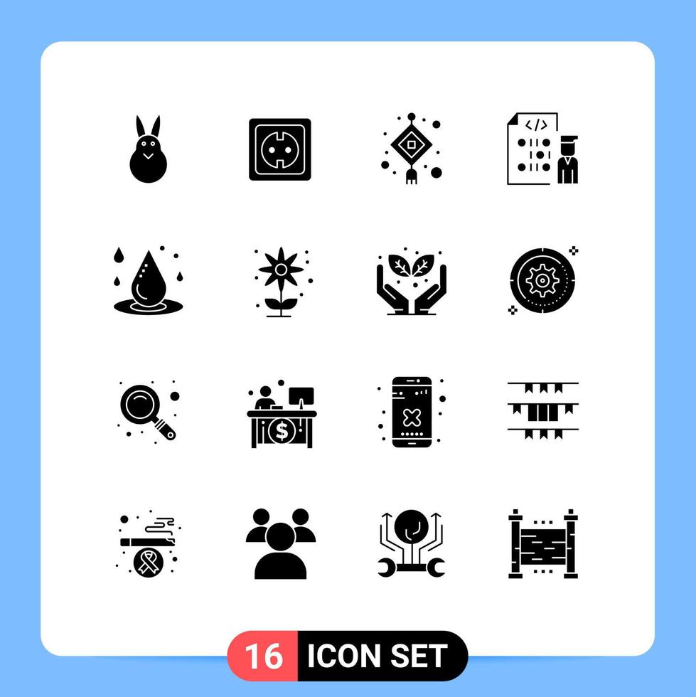 Bearbeitbares Vektorlinienpaket mit 16 einfachen soliden Glyphen der Programmierentwicklungssteckdose entwickeln leicht bearbeitbare Vektordesignelemente vektor