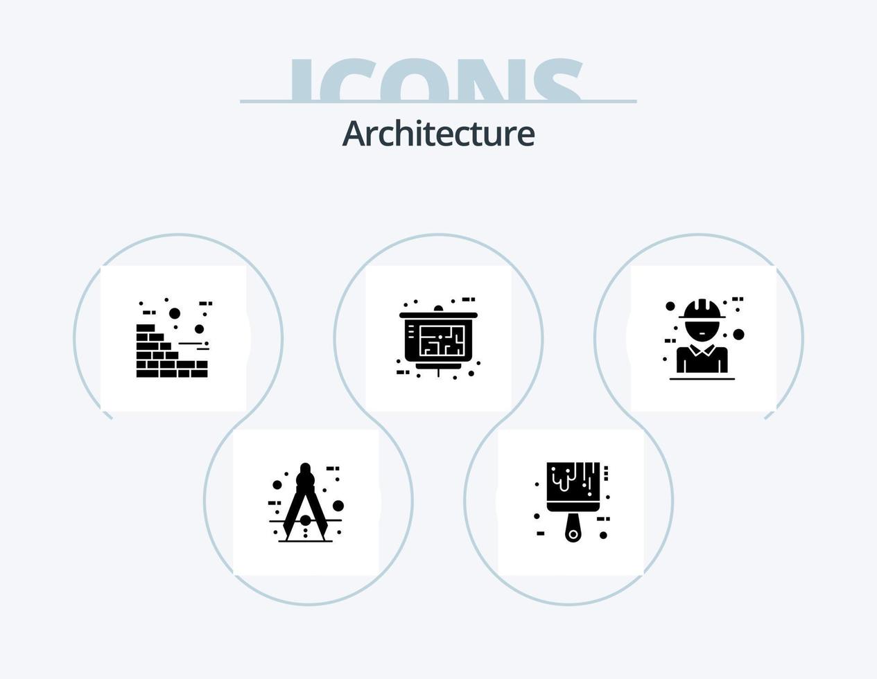 arkitektur glyf ikon packa 5 ikon design. byggare. verklig egendom. Färg. fast egendom presentation. arkitekt vektor