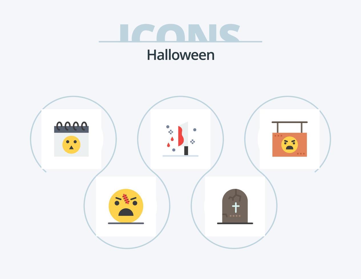 Halloween-Flachbild-Icon-Pack 5-Icon-Design. Mord. Grusel. Grusel. Halloween. Schädel vektor
