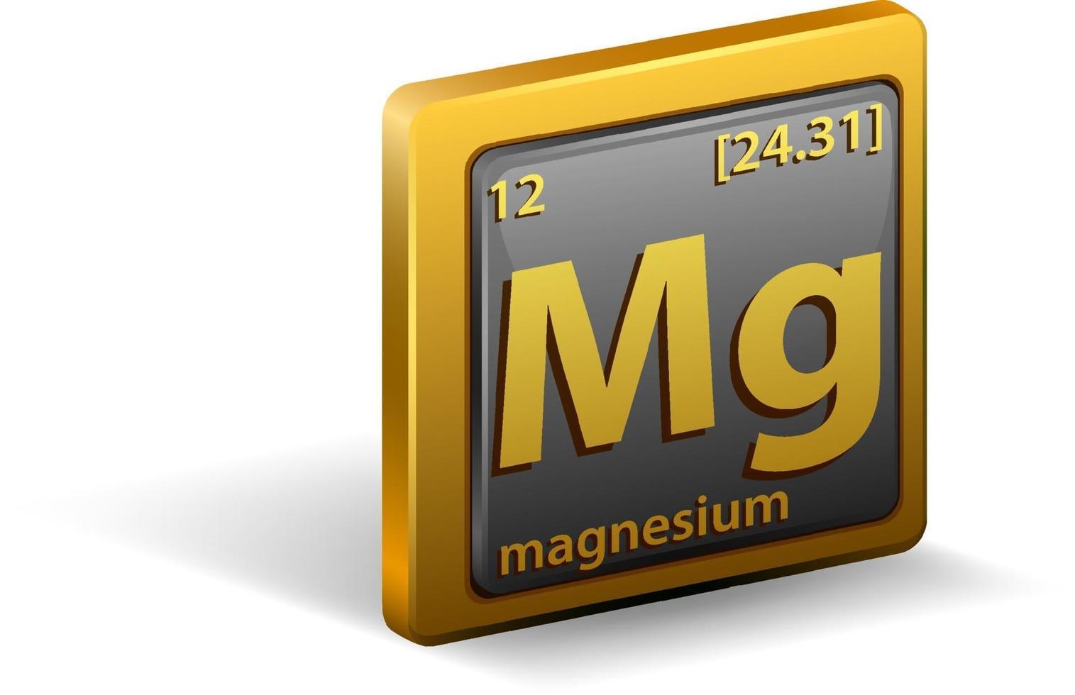 Magnesium chemisches Element. chemisches Symbol mit Ordnungszahl und Atommasse. vektor