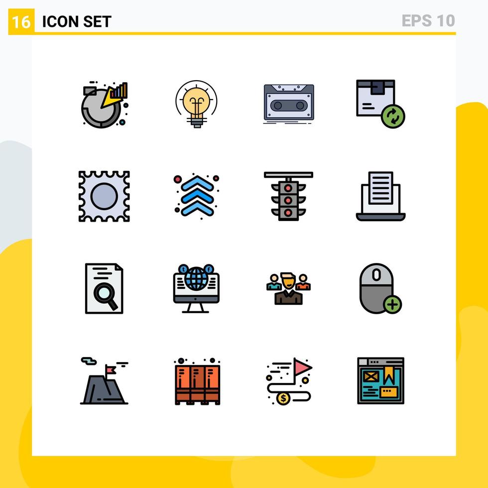 piktogram uppsättning av 16 enkel platt Färg fylld rader av service leverans lösning låda tejp redigerbar kreativ vektor design element