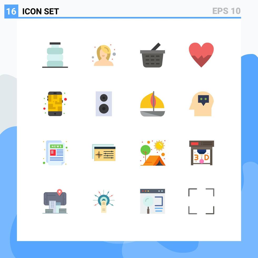 uppsättning av 16 modern ui ikoner symboler tecken för mobil hud kvinna slå hjärta redigerbar packa av kreativ vektor design element