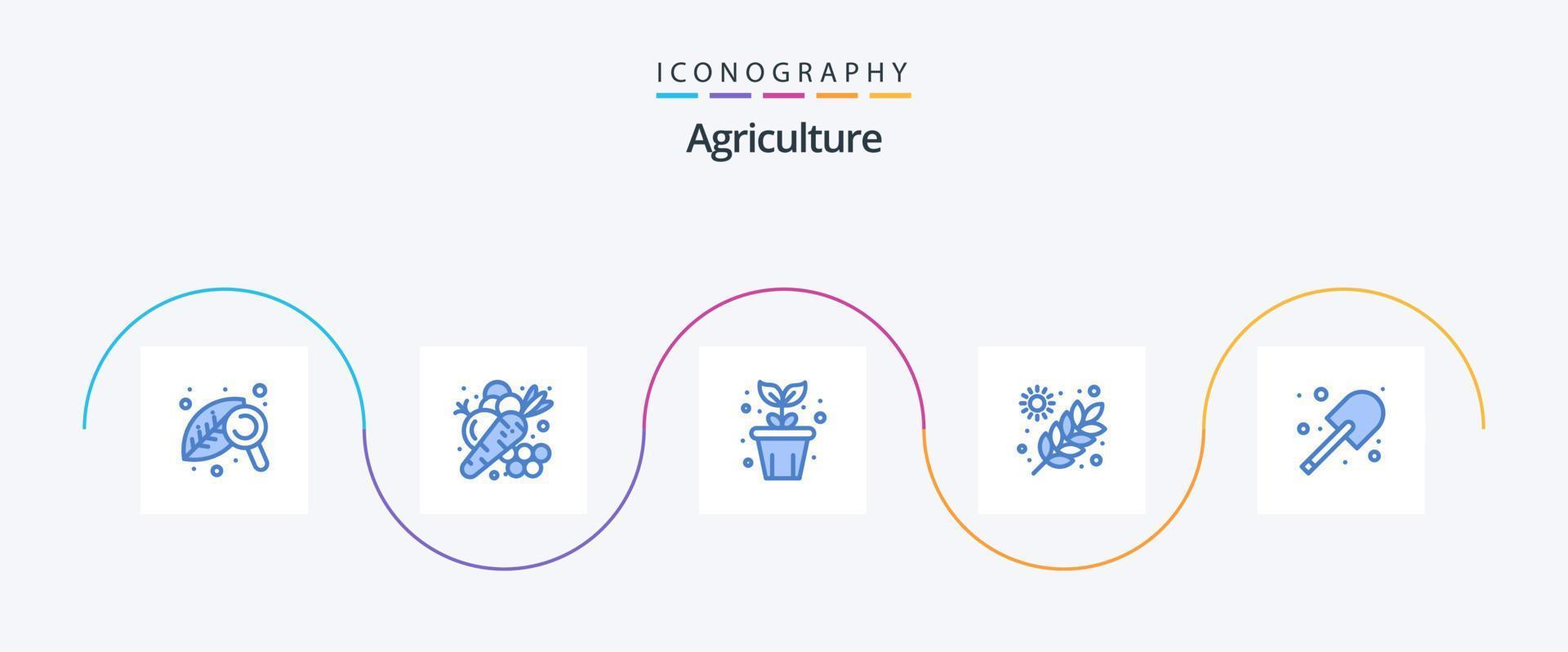Landwirtschaft blau 5 Icon Pack inklusive Graben. Garten. Gemüse. Landwirtschaft. Anlage vektor