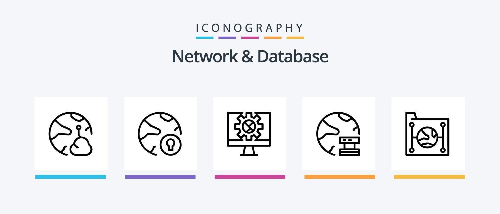 Netzwerk und Datenbank Line 5 Icon Pack inklusive Smartphone. App. Internet. trennen. Datenbank. kreatives Symboldesign vektor