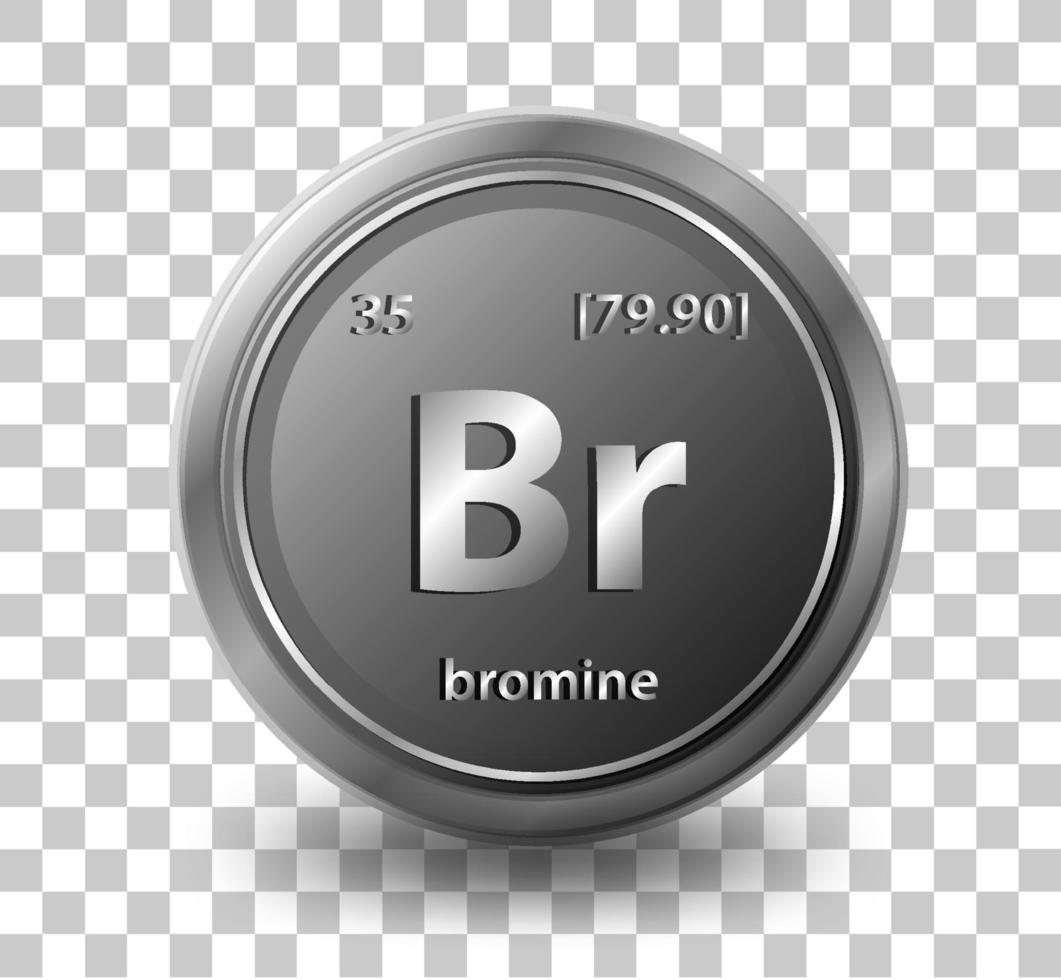 brom kemiskt element. kemisk symbol med atomnummer och atommassa. vektor