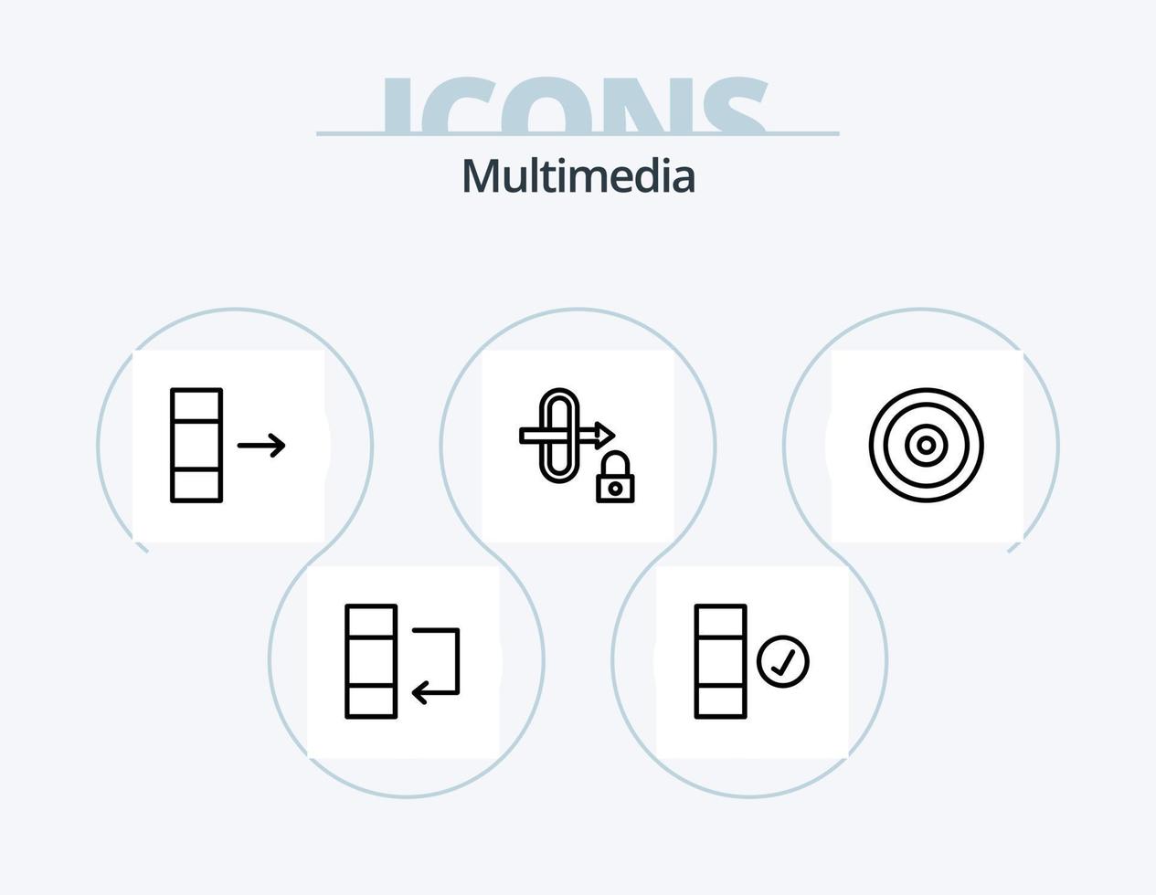 multimedia linje ikon packa 5 ikon design. . webb. sortering. mål. mobil vektor