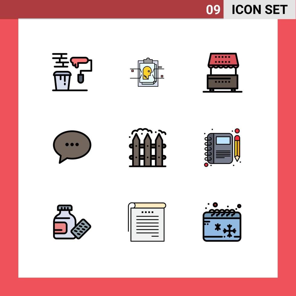 Aktienvektor-Icon-Pack mit 9 Zeilenzeichen und Symbolen für bearbeitbare Vektordesign-Elemente für Bubble-Konversation Benutzer-ID-Chat-Kiosk vektor