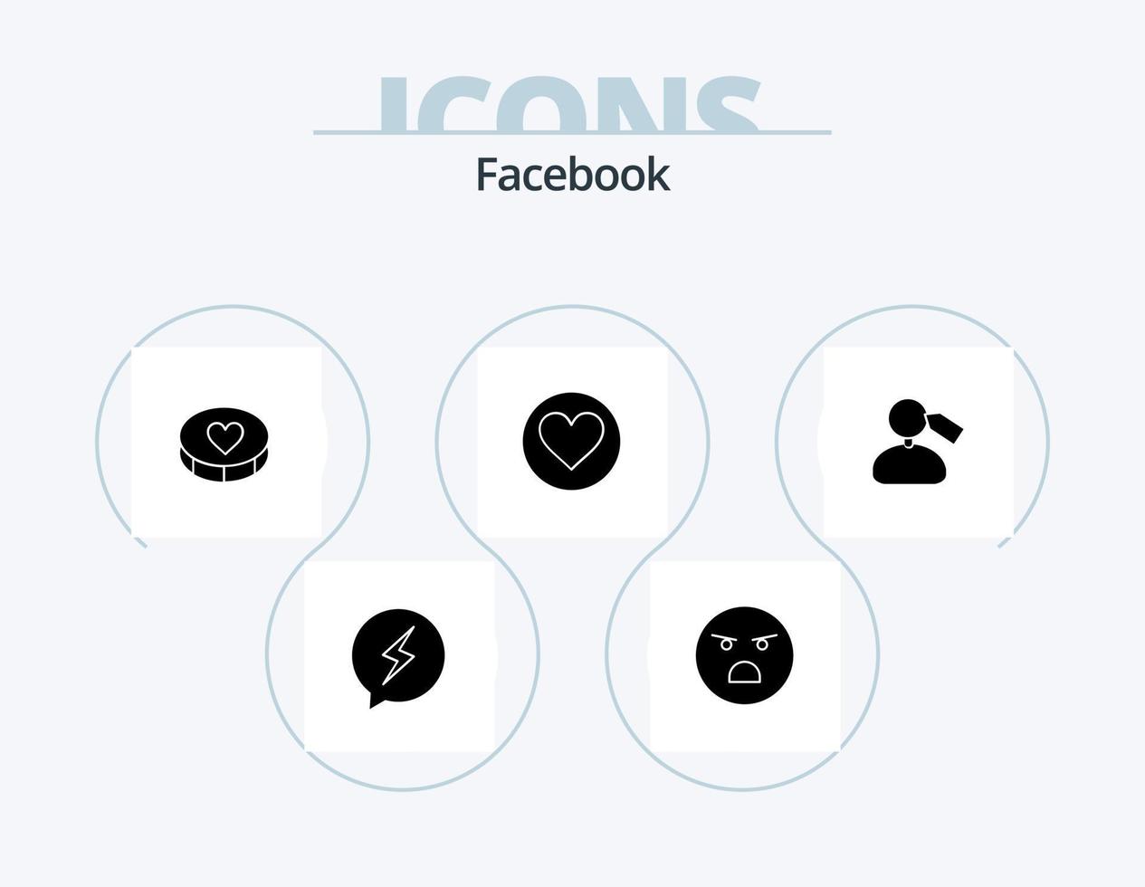 Facebook-Glyphen-Icon-Pack 5 Icon-Design. markieren. kack. Favorit. Favorit. Liebe vektor