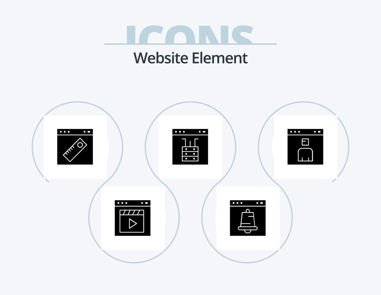 Website-Element-Glyphen-Icon-Pack 5-Icon-Design. Schnittstelle. Browser. Schnittstelle. Webseite. Werkzeug vektor
