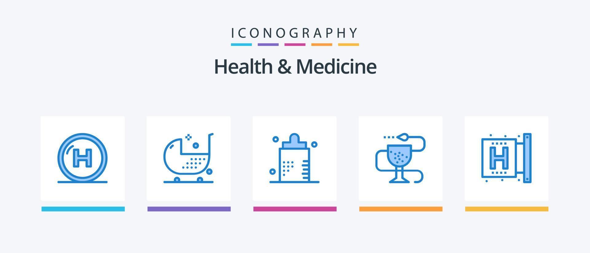 hälsa och medicin blå 5 ikon packa Inklusive hälsa. sjukdom. kondition. form. sjukdom. kreativ ikoner design vektor