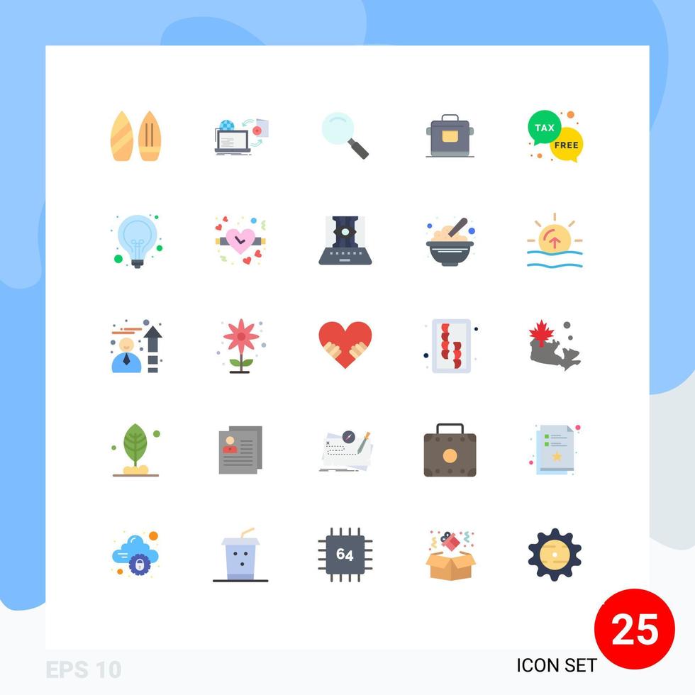 25 universell platt Färg tecken symboler av plikt ris publishing kök Sök redigerbar vektor design element