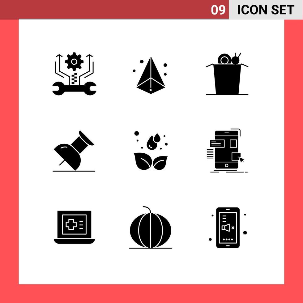 Satz von 9 modernen ui-Symbolen Symbole Zeichen für Drag Droop Nudel grüner Stift editierbare Vektordesign-Elemente vektor