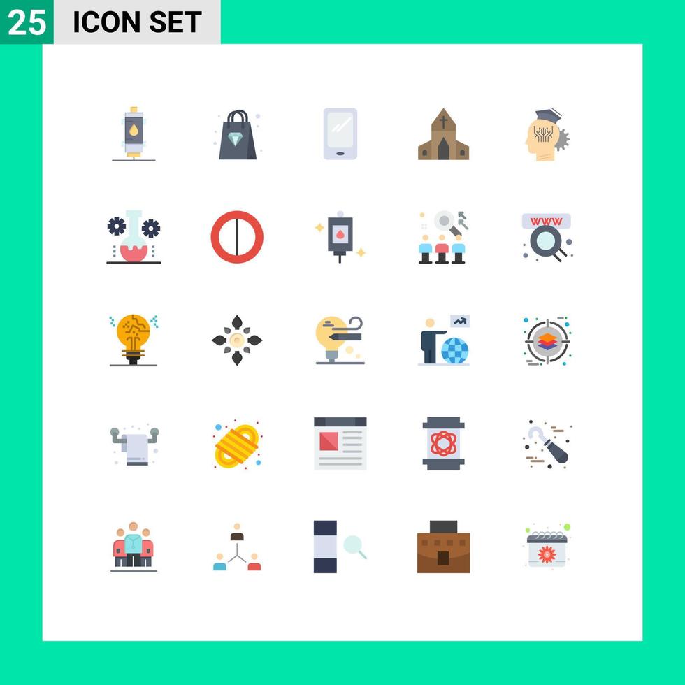 Stock Vector Icon Pack mit 25 Linienzeichen und Symbolen für Cross House Diamond Church Android editierbare Vektordesign-Elemente