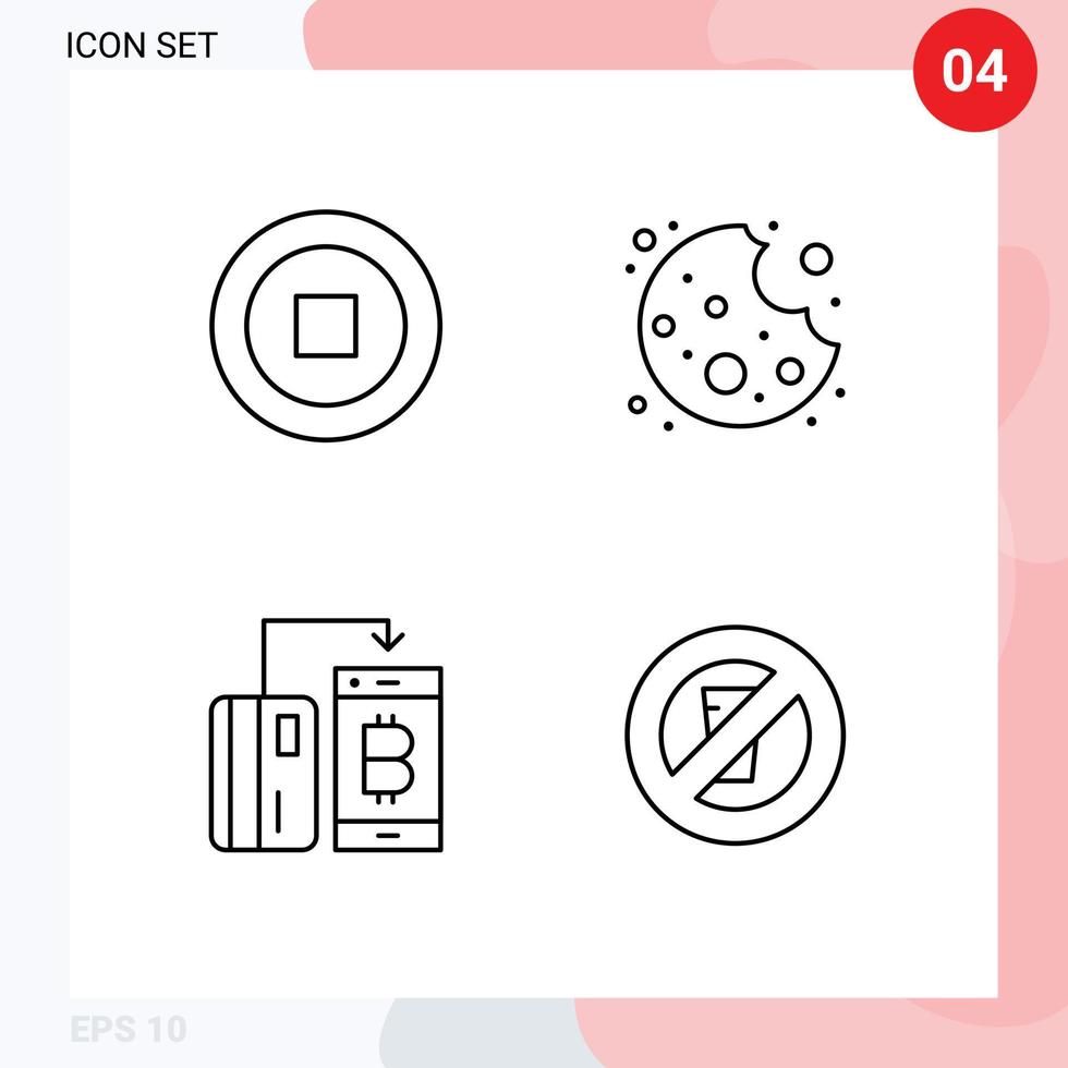 4 kreativ ikoner modern tecken och symboler av grundläggande pengar bita kontantlös fasta redigerbar vektor design element