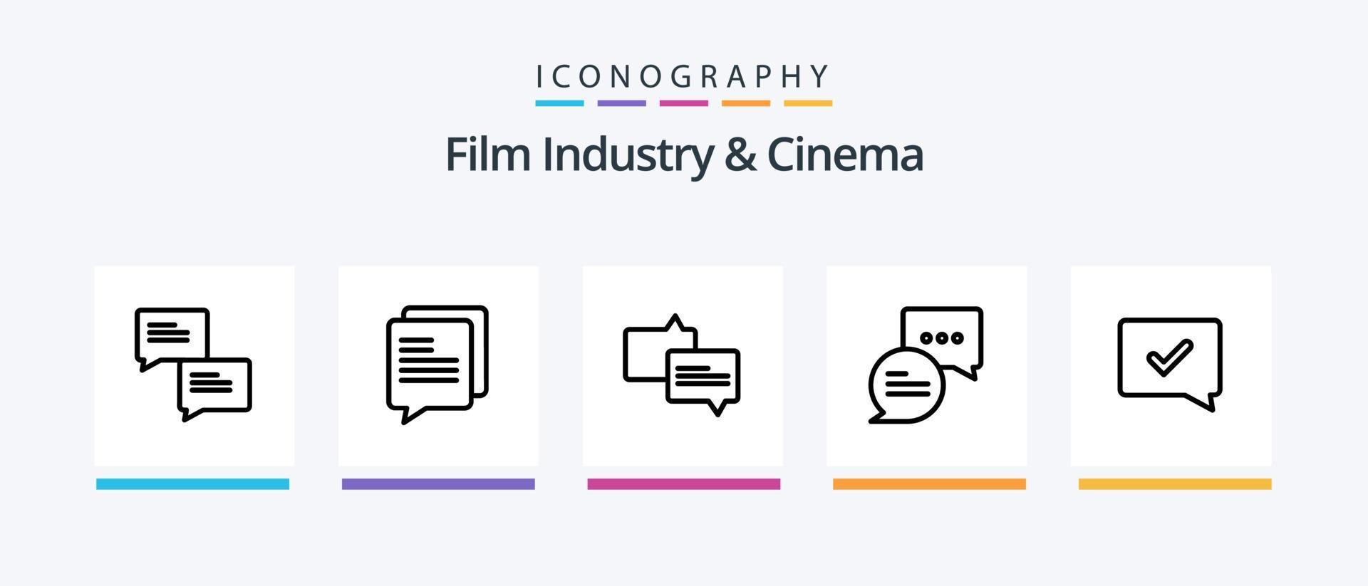 Cenima Line 5 Icon Pack inklusive Zaun. Filmrolle. Schießen. Filmstreifen. Video. kreatives Symboldesign vektor