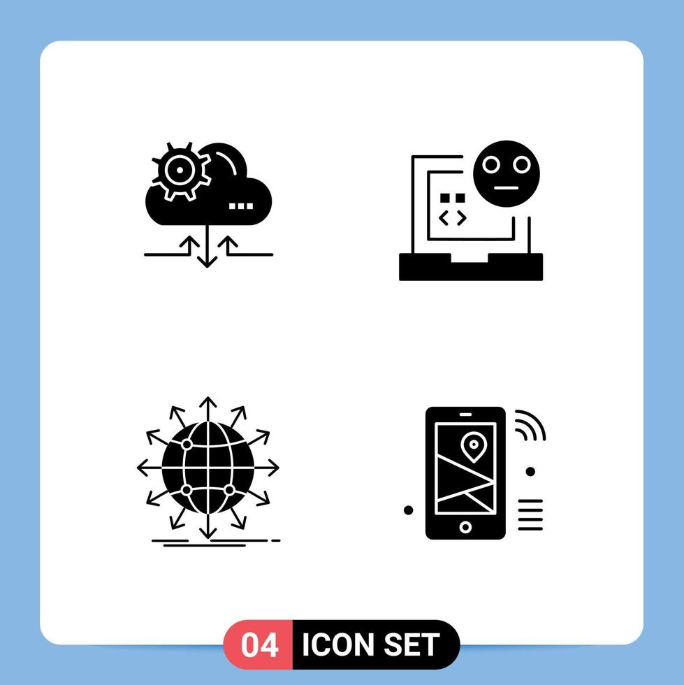 Stock Vector Icon Pack mit 4 Zeilenzeichen und Symbolen für Cloud-Globus-Pfeil Pfeil editierbare Vektordesign-Elemente entwickeln