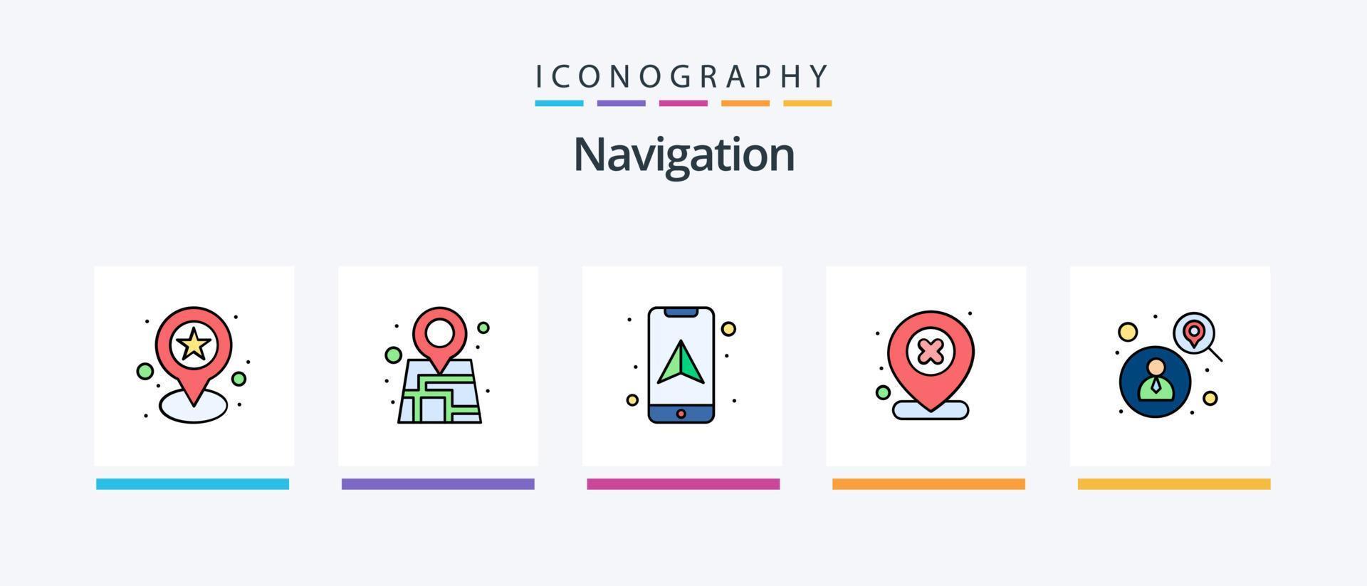 Navigationszeile gefüllt 5 Icon Pack inklusive Standort. Büro. Zeichen. Standort. Plus. kreatives Symboldesign vektor