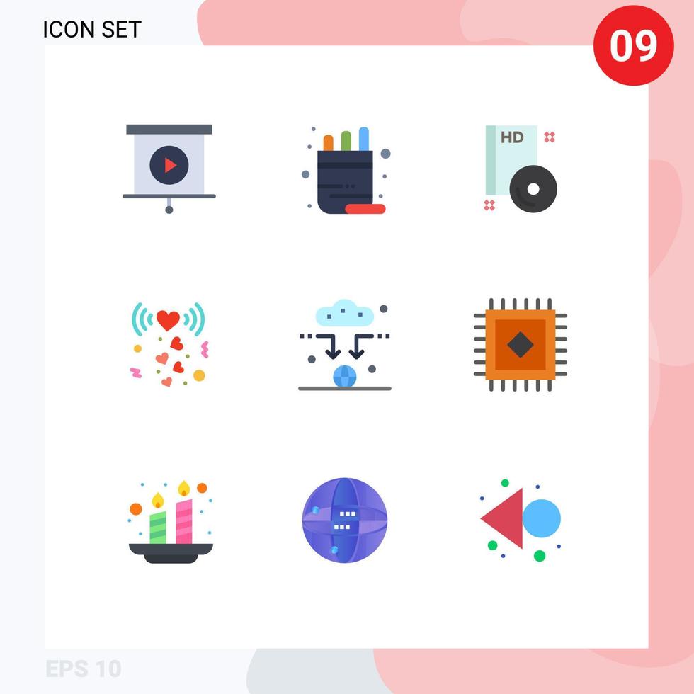 9 kreativ ikoner modern tecken och symboler av ansluta signal CD roman hjärta redigerbar vektor design element