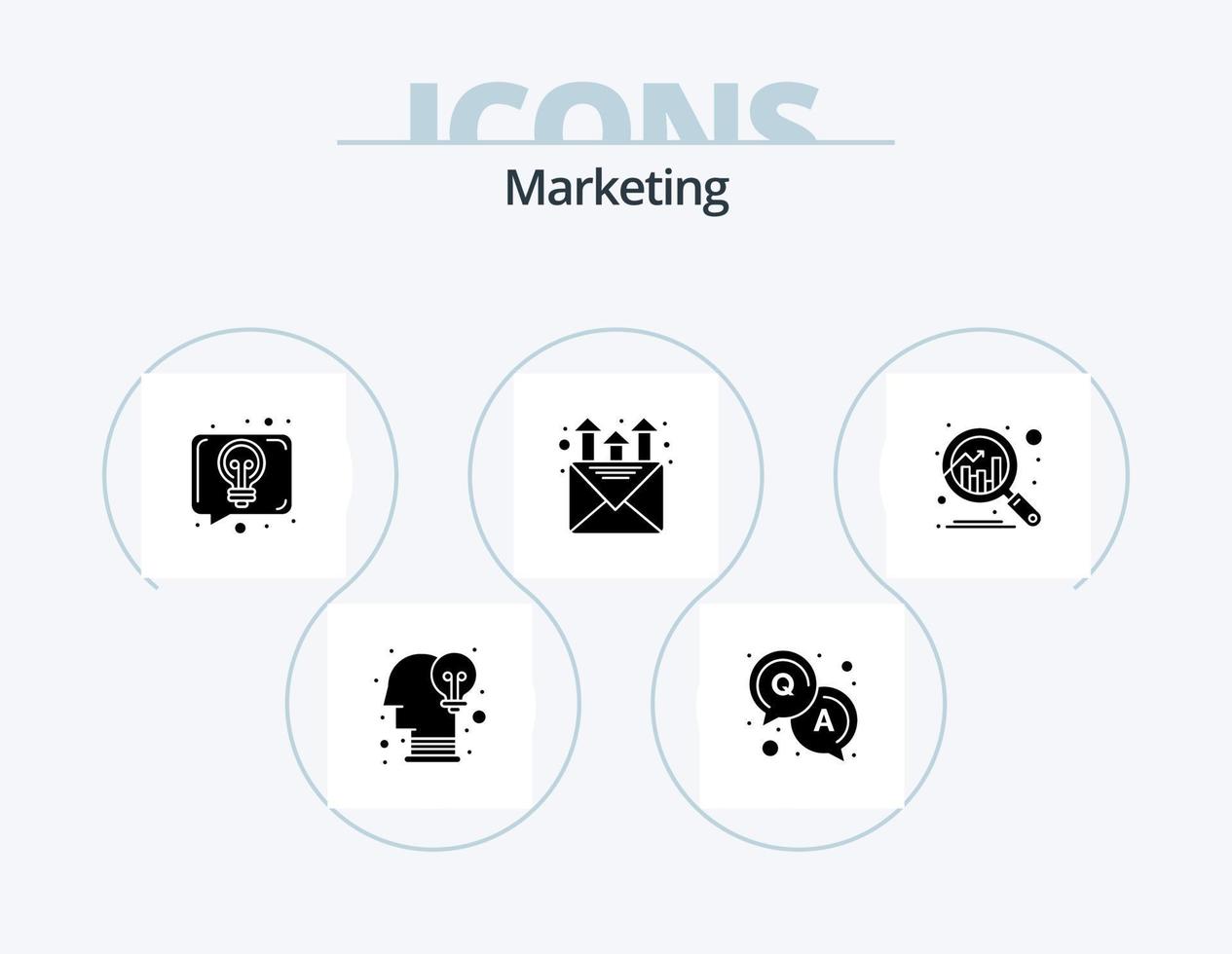 marknadsföring glyf ikon packa 5 ikon design. . Diagram. diskussion. analyser. marknadsföring vektor