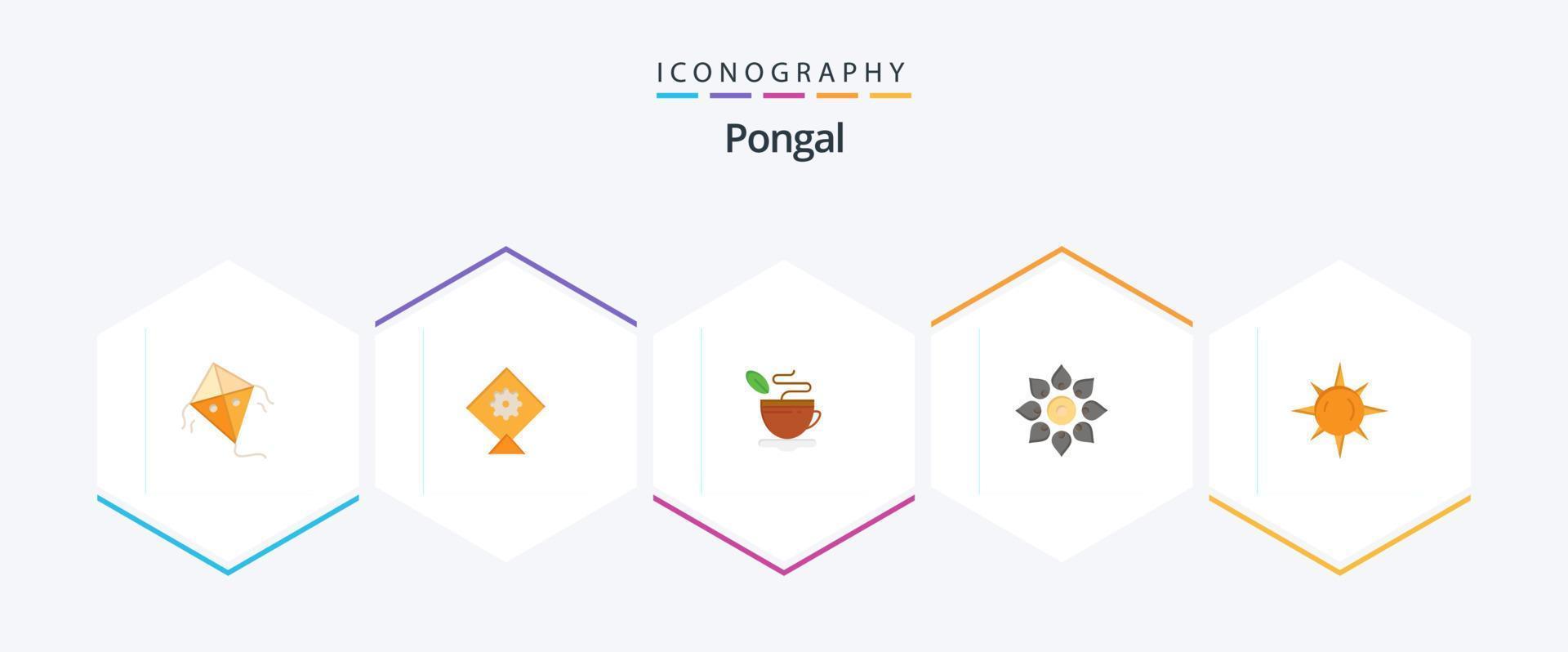 Pongal 25 Flat Icon Pack inklusive Licht. Sonne. Kaffee. hallo. Diwali vektor