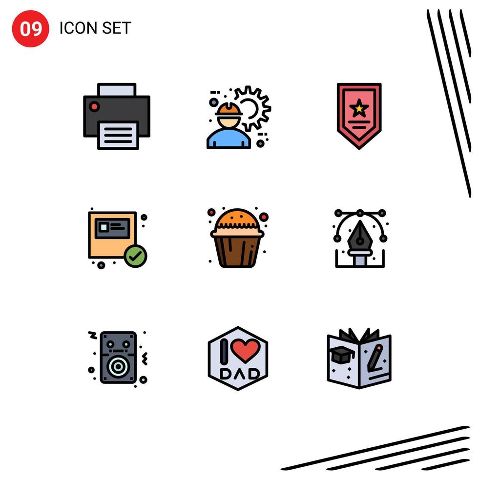 satz von 9 modernen ui-symbolen symbole zeichen für einkaufen e-commerce arbeitsbox star editierbare vektordesignelemente vektor